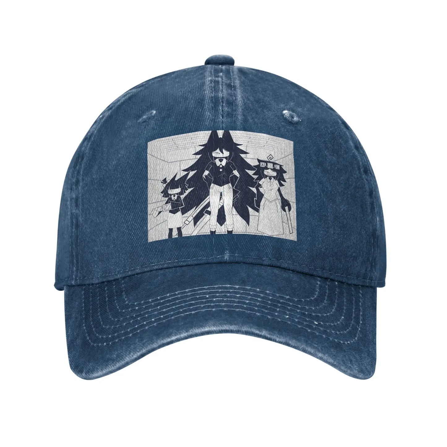 FPE Miss Circle Doodle Cartoon Game Denim Cap Casual Baseball Caps