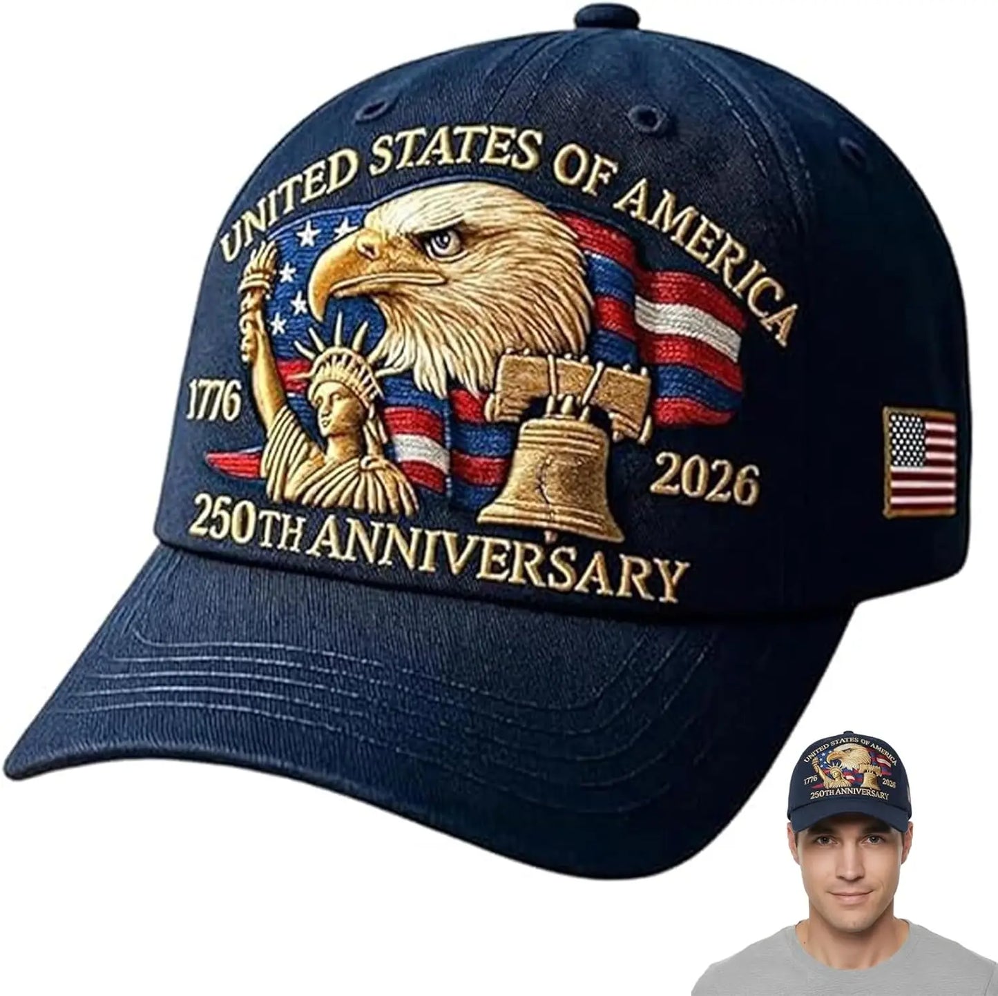 New 250th Anniversary Hat USA Patriotic Baseball Caps