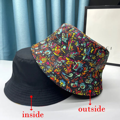 2024 New Bucket Hats Letter Embroidered Double-sided Fisherman