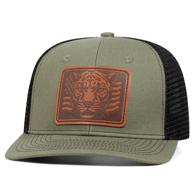 Mesh Hat Richardson Label Leopard Printed Snapbcak Caps