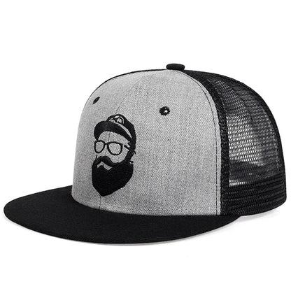 Unisex Old Man Embroidery Hip-hop Net Hats