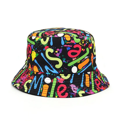 Panama Bucket Hats Animal Letter Print Fisherman Hat For Women Men