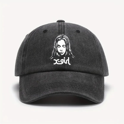 Girl Printed Baseball Cap Unisex Vintage Wash Sun Hat