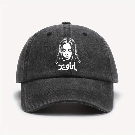 Girl Printed Baseball Cap Unisex Vintage Wash Sun Hat