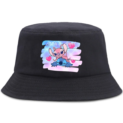 Lilo Stitch Cotton Foldable Bucket Hat Women Hat Boys Girls Fishing Hunting Cap