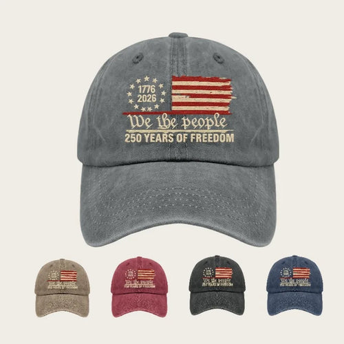Retro Washed Printted U.S. 250th Anniversary 250 Years Freedoms 1776-2026 Baseball Hats