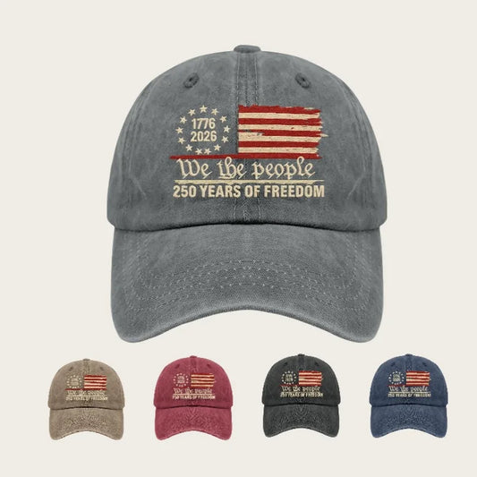 Retro Washed Printted U.S. 250th Anniversary 250 Years Freedoms 1776-2026 Baseball Hats