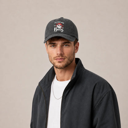 Vintage Washed Ghost Wine Pun Graphic Baseball Cap