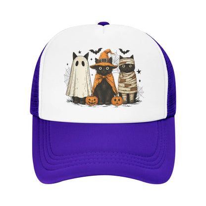 Retro Black Cat Witch Scary Halloween Pumpkin Baseball Cap