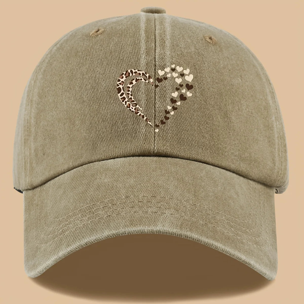 Leopard Print Heart Print Retro Casual Baseball Cap Suitable For Parties