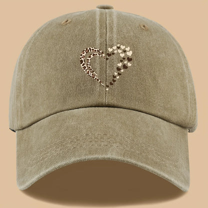 Leopard Print Heart Print Retro Casual Baseball Cap Suitable For Parties
