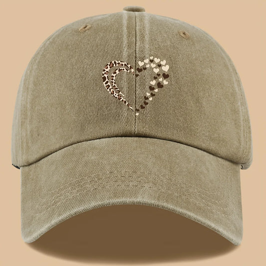 Leopard Print Heart Print Retro Casual Baseball Cap Suitable For Parties
