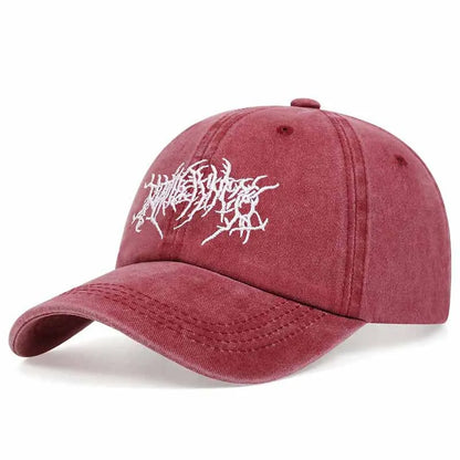 Fashion Washed Baseball Caps for Men Women Goth Rock Embroidered Casual Cap