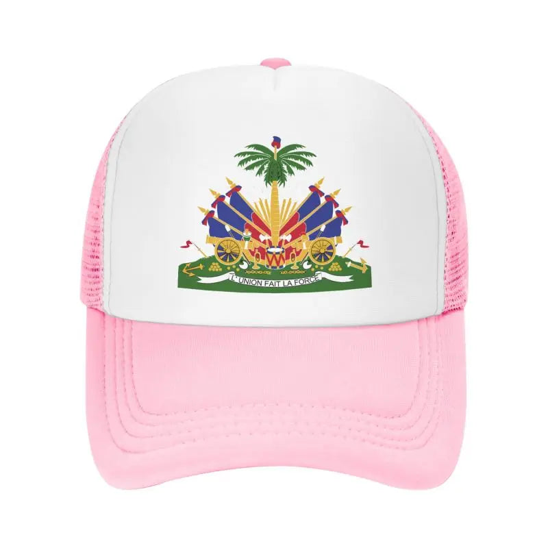 Haitian Flag Printed Mesh Baseball Cap