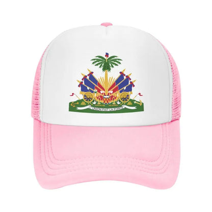 Haitian Flag Printed Mesh Baseball Cap