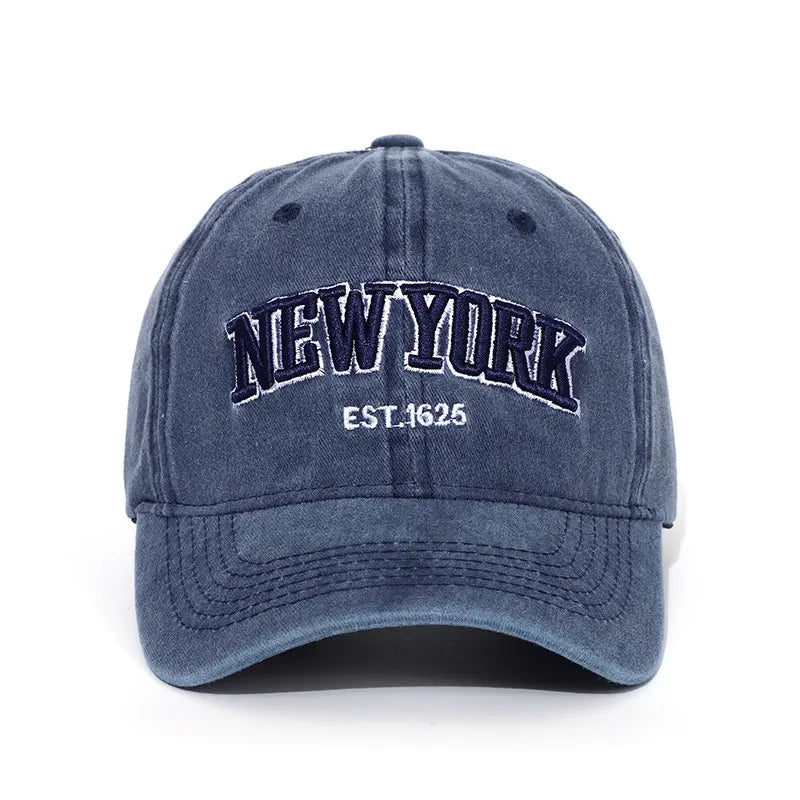 New York Washed Cotton Baseball Cap Hats For Women Men
