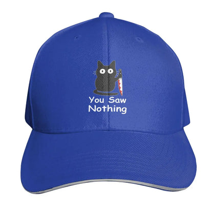 Black Cat Murder Cat You Saw Nothing Cap Fashion Casual Baseball Caps