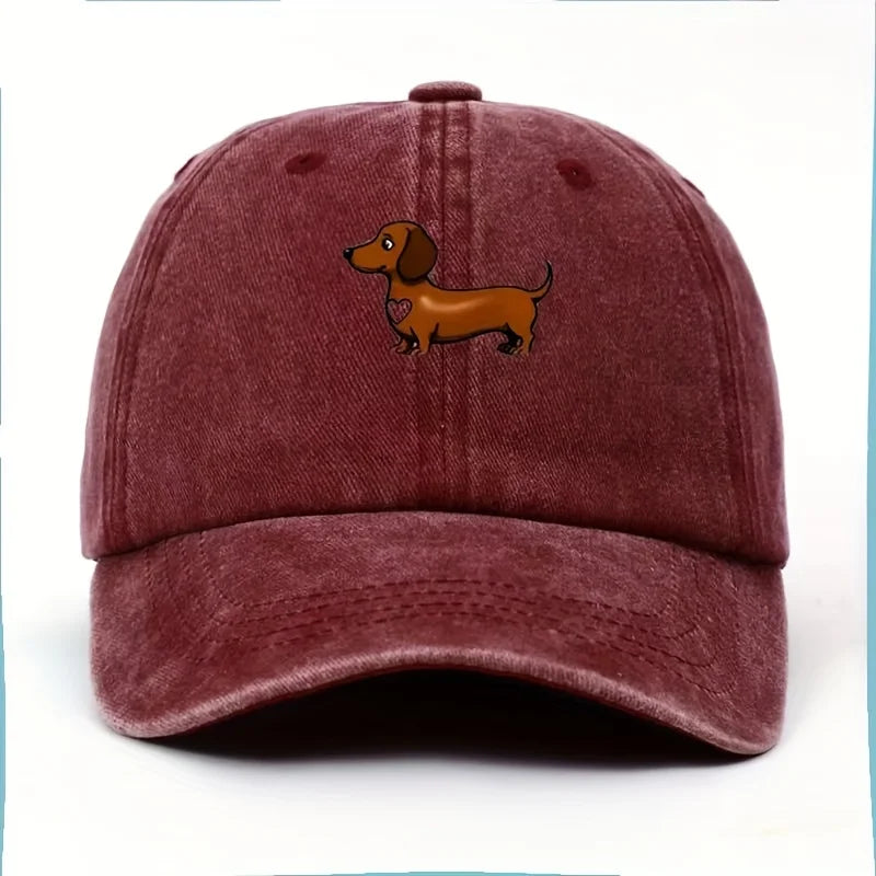 Cute Sausage Dog Pattern Printed Baseball Caps