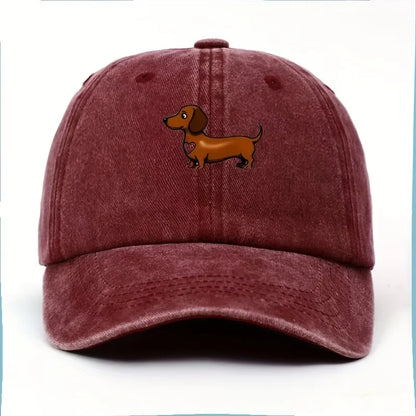 Cute Sausage Dog Pattern Printed Baseball Caps
