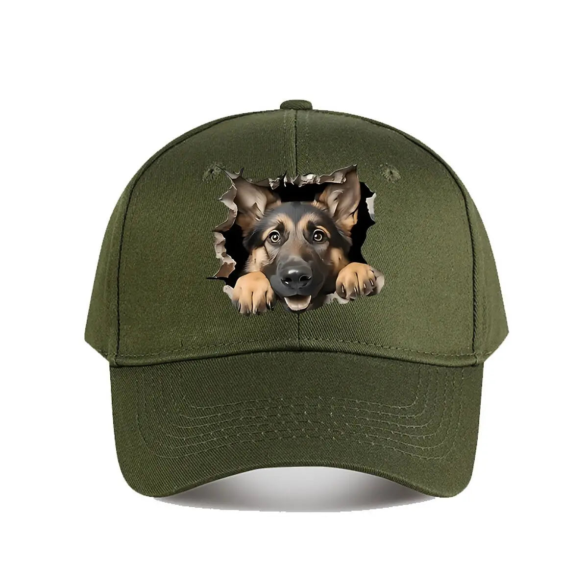 German Shepherd Ripped Wall Baseball Cap