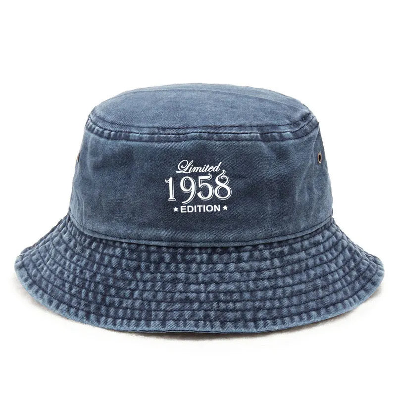1958 Vintage Washed Fisherman Cap Old School Distressed Cotton Bucket Cap
