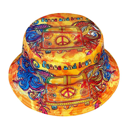 Peace and Love Colorful Fisherman Hat Foldable Fashionable Bucket Hat