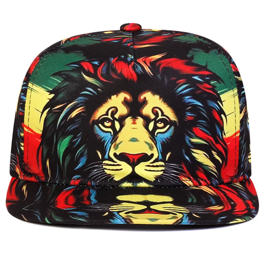 2025 New Printed Lion Colorful Flat brimmed Hat Trendy Cool Hip Hop Hat Snapback Caps