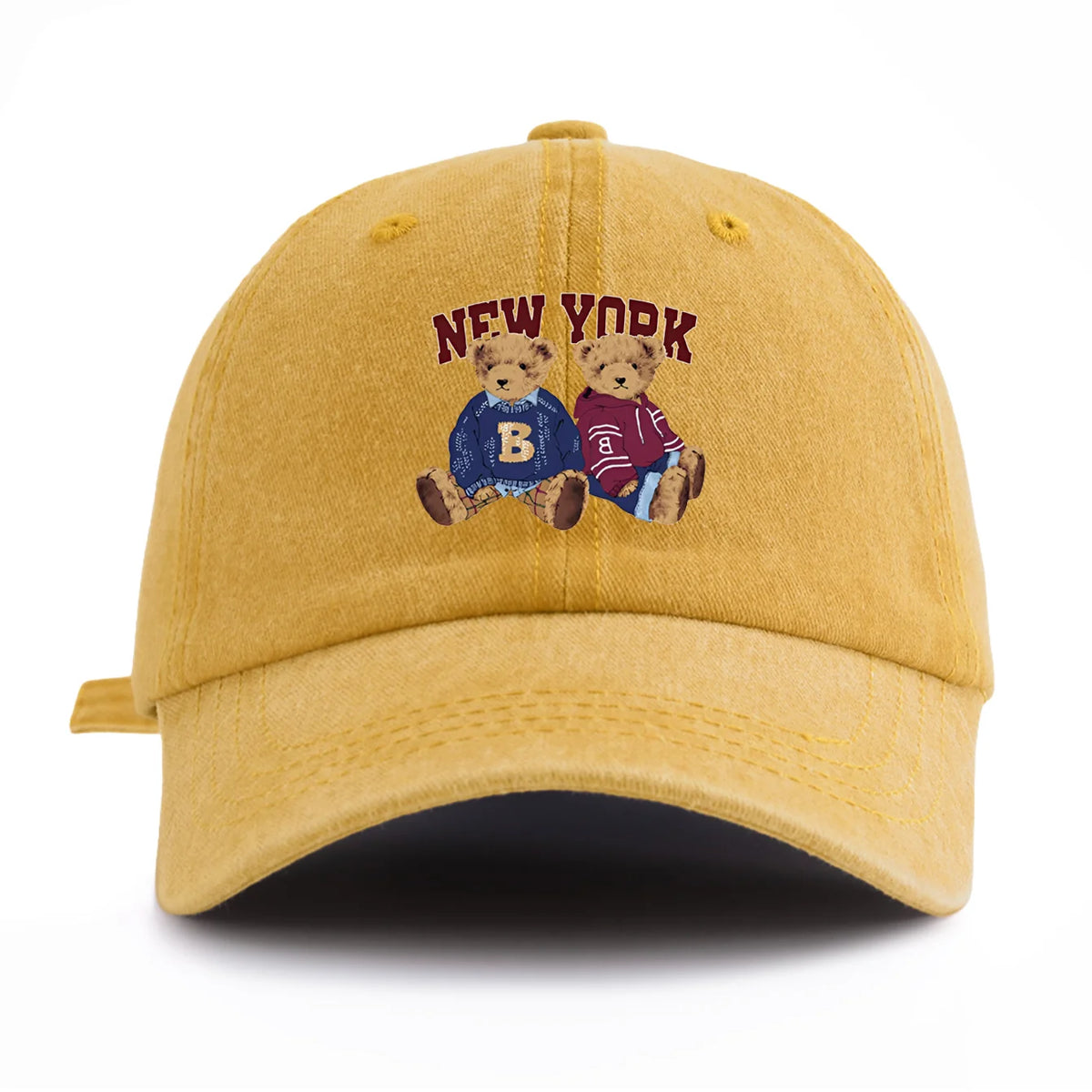 Bear Duo Print Washed Baseball Cap