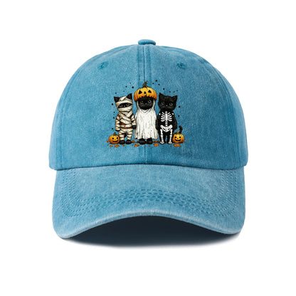 Halloween Mummy Ghost and Cats Baseball Cap
