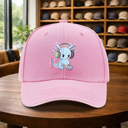 Gamer Axolotl Headphone Print Baseball Cap
