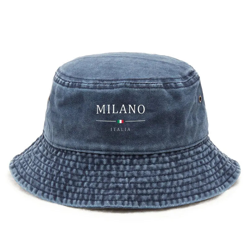 Cotton Washed Bucket Hat Milano Design Vintage Distressed Fisherman Cap Retro