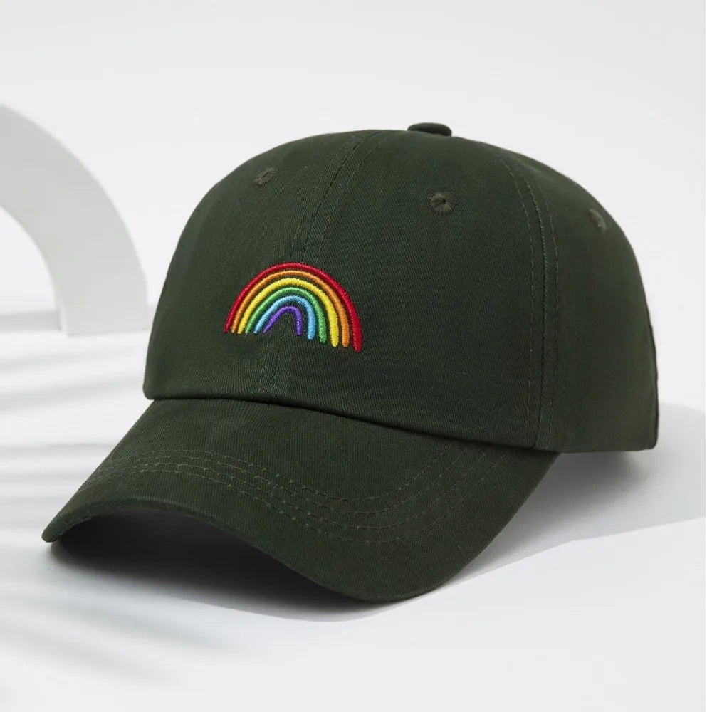 Minimal Adjustable Rainbow Embroidery Baseball Cap