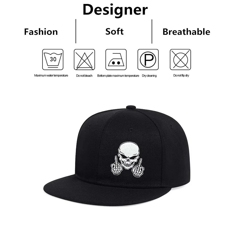 Unisex Skeleton Finger Embroidery Hip-hop Hats Snapback Cap Baseball Caps