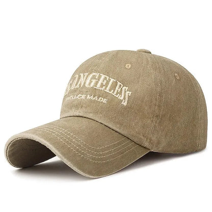 New Soft Top Washed Vintage Coated Cloth Cap Three-Dimensional Embroidery Sunhat Distressed White Baseball Cap