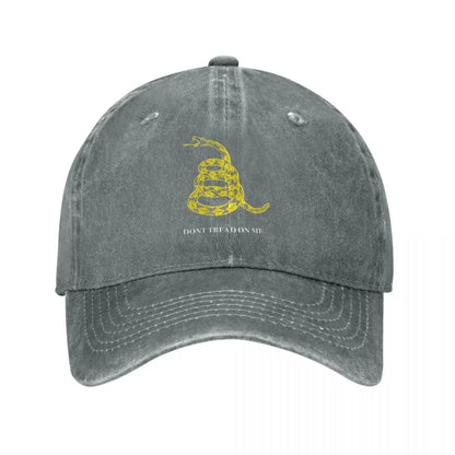 Gadsden Flag Don't Tread On Me Libertarian Denim Baseball Cap Yellow