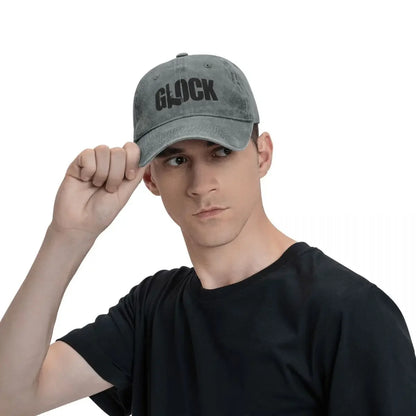 Glock Tactical Shooting Gun Baseball Caps Distressed Denim