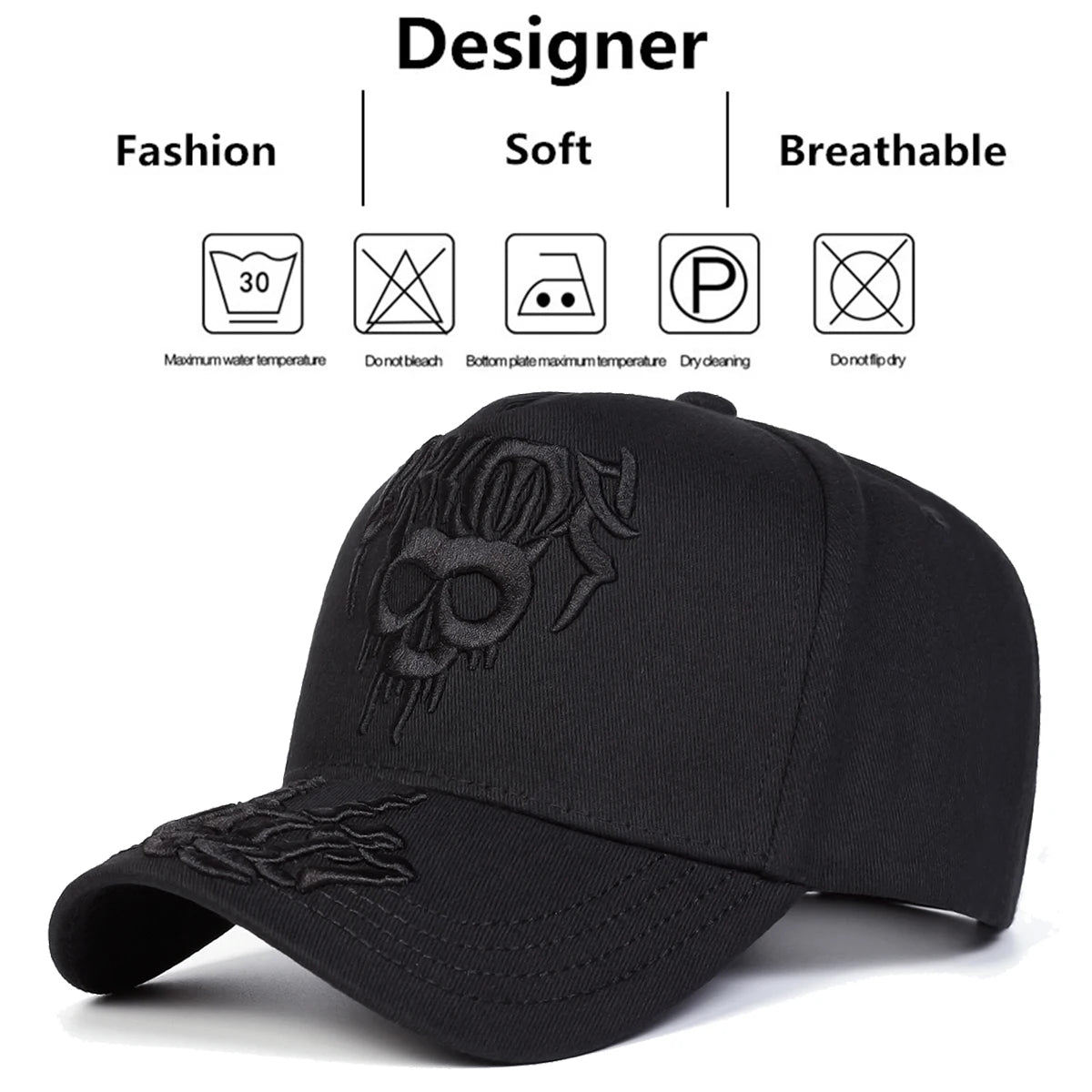 Skull Embroidery Baseball Caps