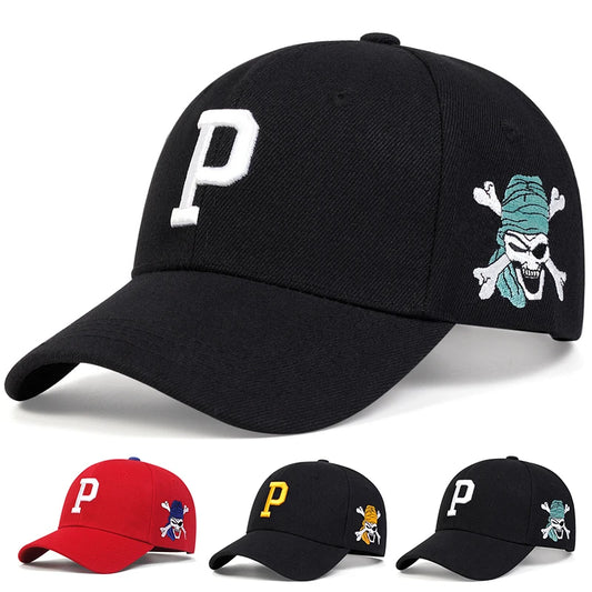 P Letter Side Pirate Embroidery Baseball Cap Men Women Trucker Caps