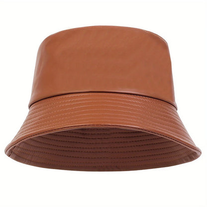 Winter Fashion Bucket Hat Artificial Leather Windproof Warm