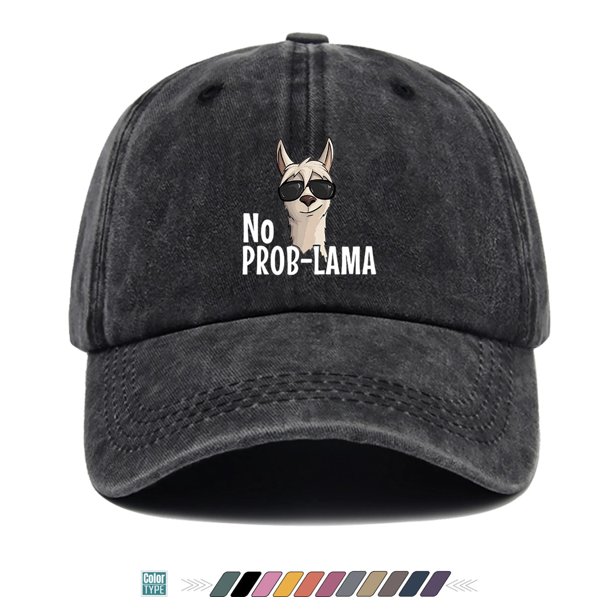 No Prob-Lama Print Trucker Baseball Cap