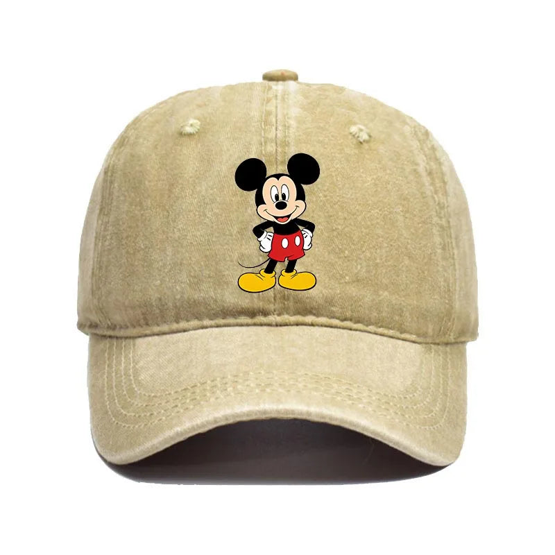 Retro Washed Mickey Mouse Print Baseball Cap