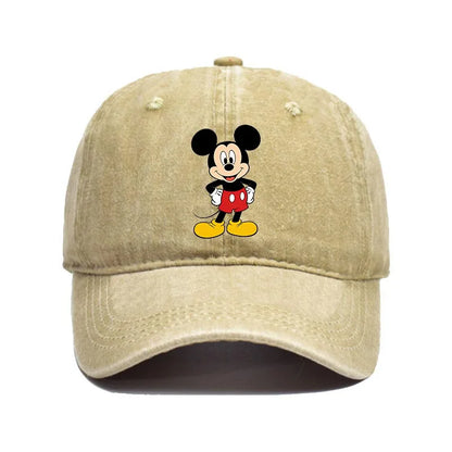 Retro Washed Mickey Mouse Print Baseball Cap