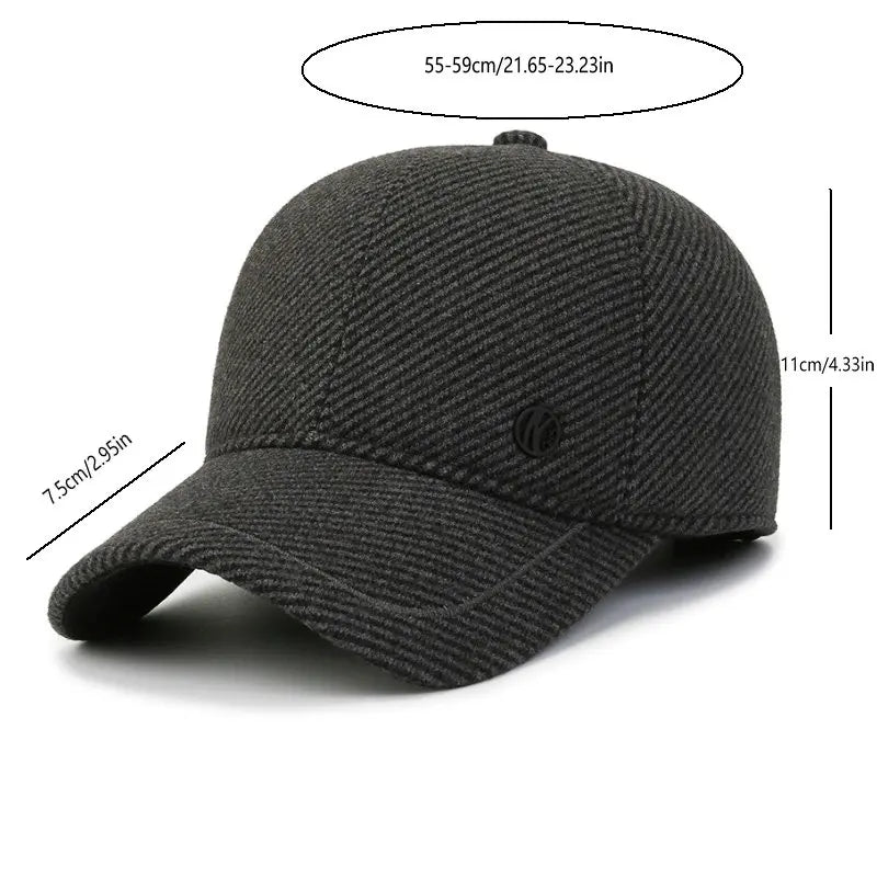 Auturnn Thick Warm Men Winter Baseball Cap With Ear Flaps