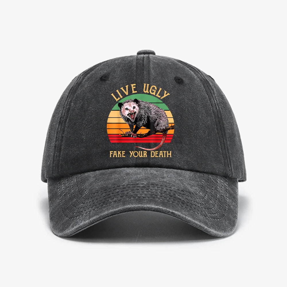 Live Ugly Fake Your Death Possum Kawaii Baseball Cap
