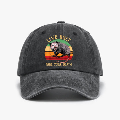 Live Ugly Fake Your Death Possum Kawaii Baseball Cap