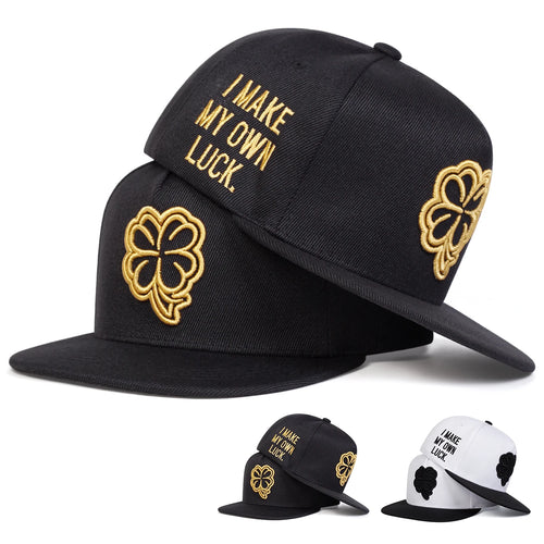 Unisex Four Leaf Clover Embroidery Hip-hop Hats Spring Autumn Snapback Caps