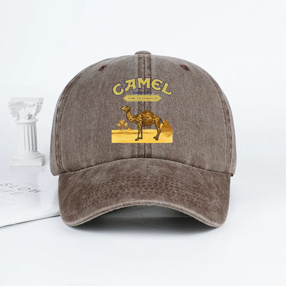 Vintage “Camel” Desert Scene Print Washed Baseball Cap
