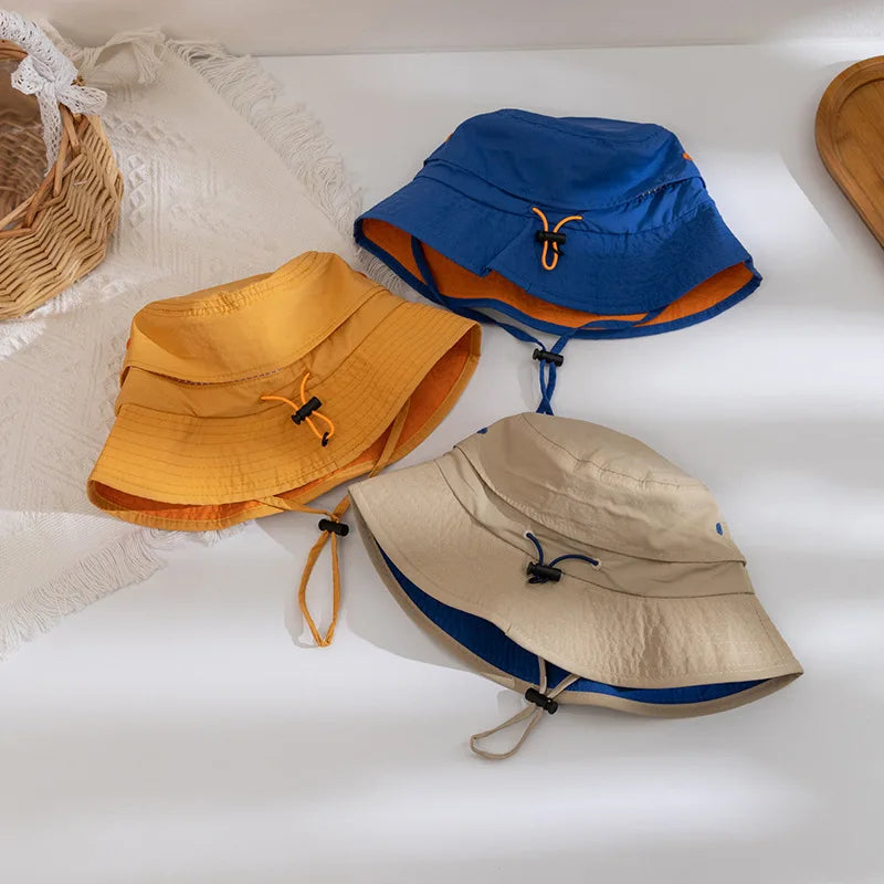 Summer Quick-Dry Baby Children Bucket Hat Solid Color Letter Kids Fisherman