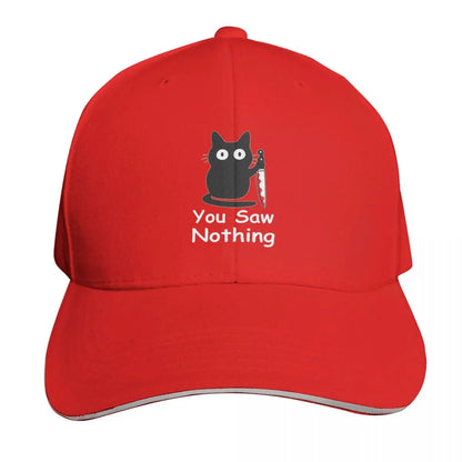 Black Cat Murder Cat You Saw Nothing Cap Fashion Casual Baseball Caps