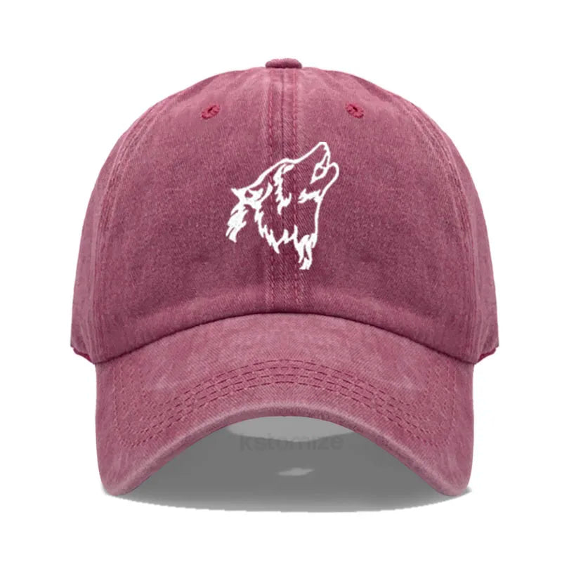 Wolf Embroidered Baseball Cap For Women Men